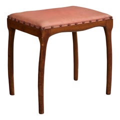 Designer brasiliano, sgabello, legno, vinile, Brasile, anni ’50
