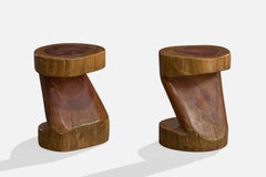 Brazilian Designer, Stools, Wood, Brazil, 1980s