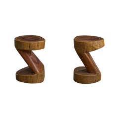 Brazilian Designer, Stools, Wood, Brazil, 1980s