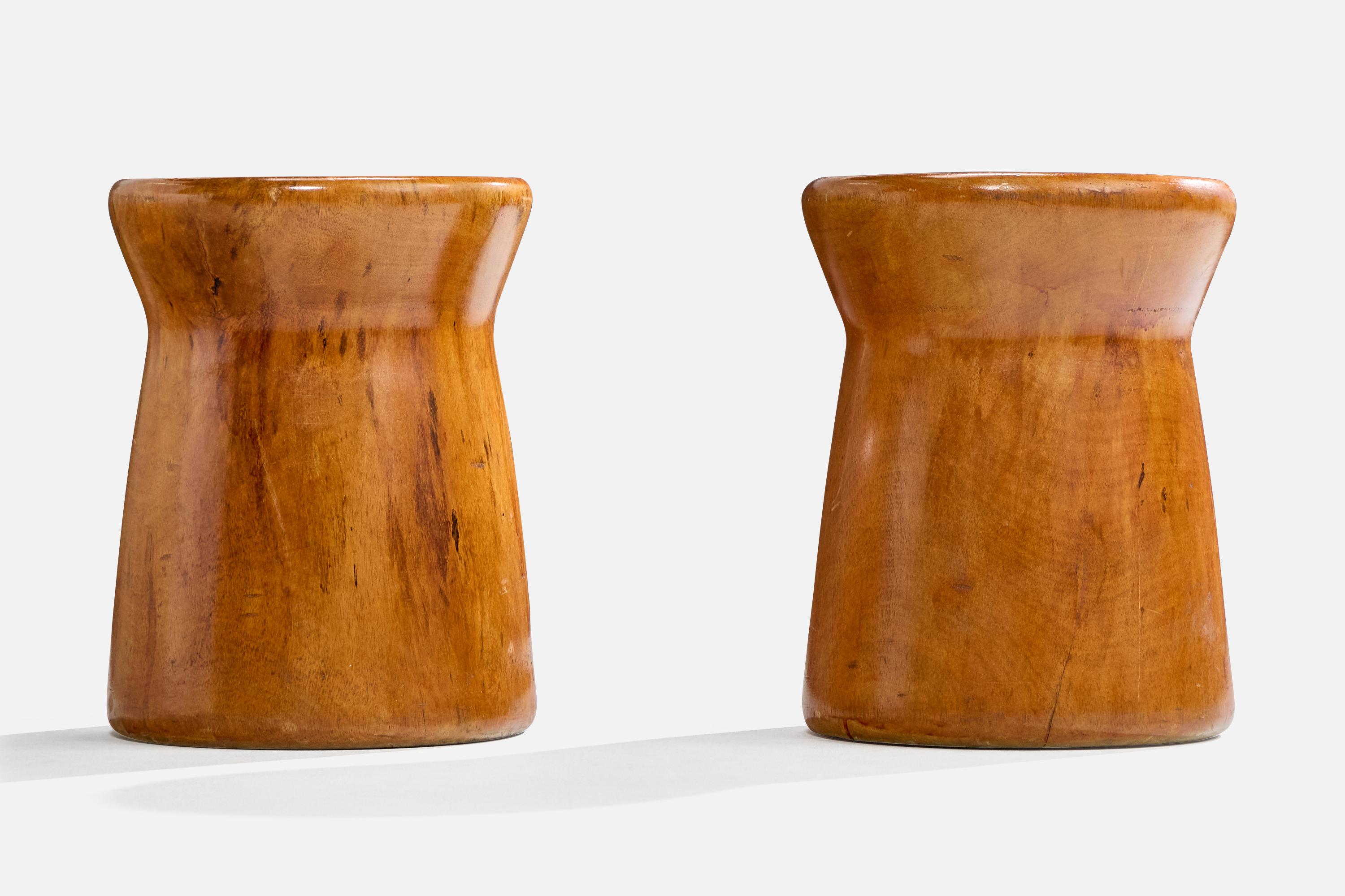 Late 20th Century Brazilian Designer, Stools, Wood, Brazil, 1990s For Sale