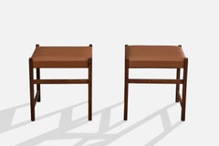 Brazilian Designer, Stools, Wood, Vinyl, Brazil, 1960s