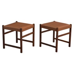 Brazilian Designer, Stools, Wood, Vinyl, Brazil, 1960s