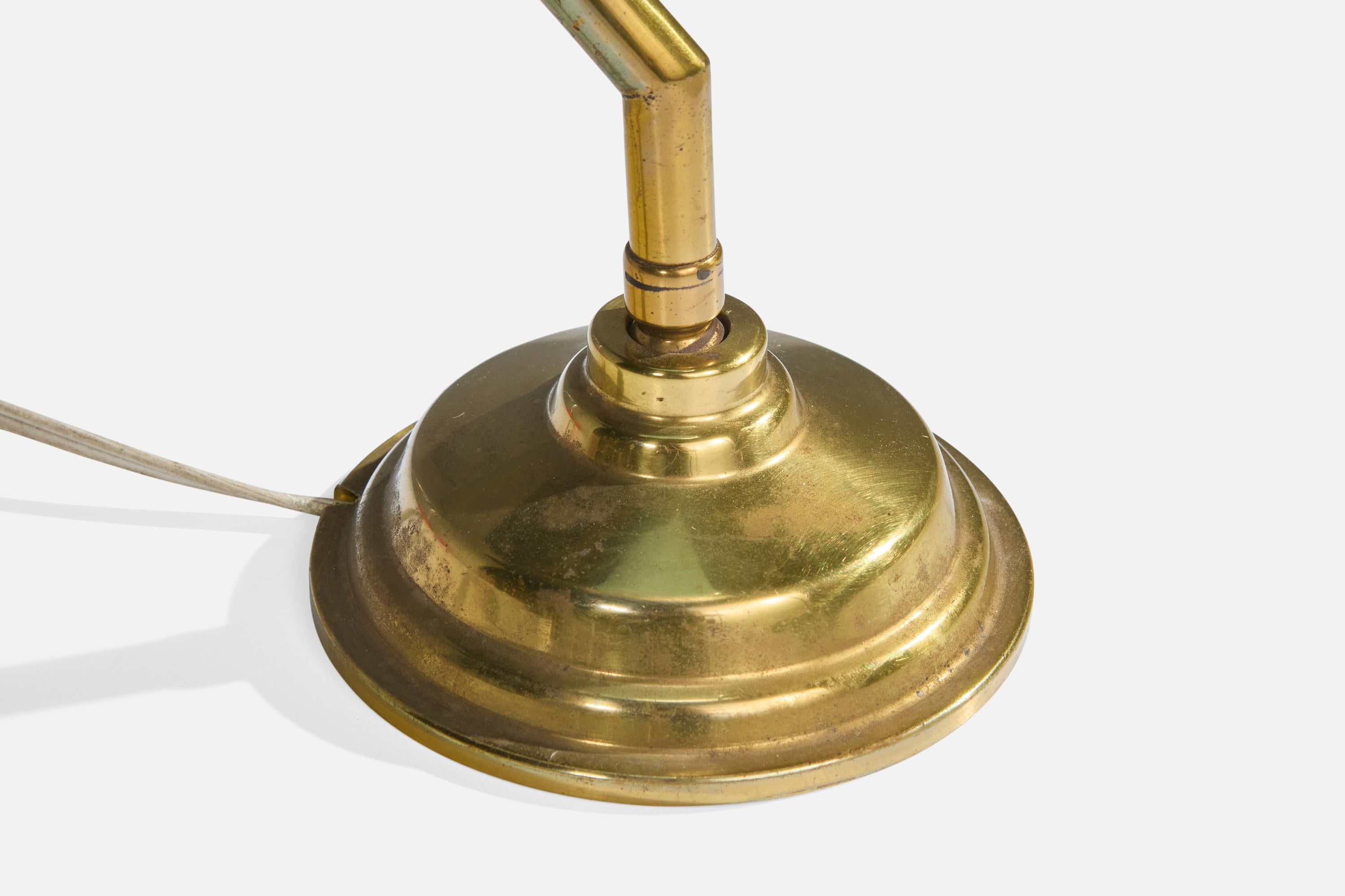 Lampada da tavolo di design brasiliano, ottone, vetro, Brasile, anni '50 in vendita 2