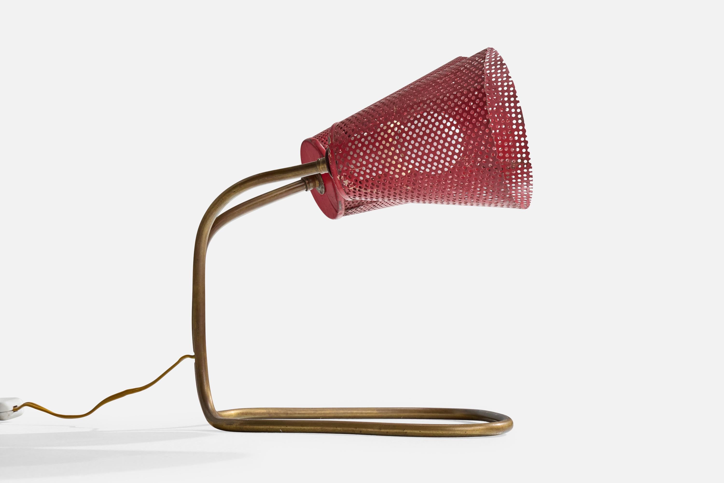 Mid-Century moderno Lampada da tavolo di design brasiliano, ottone, metallo, Brasile, anni '50 in vendita