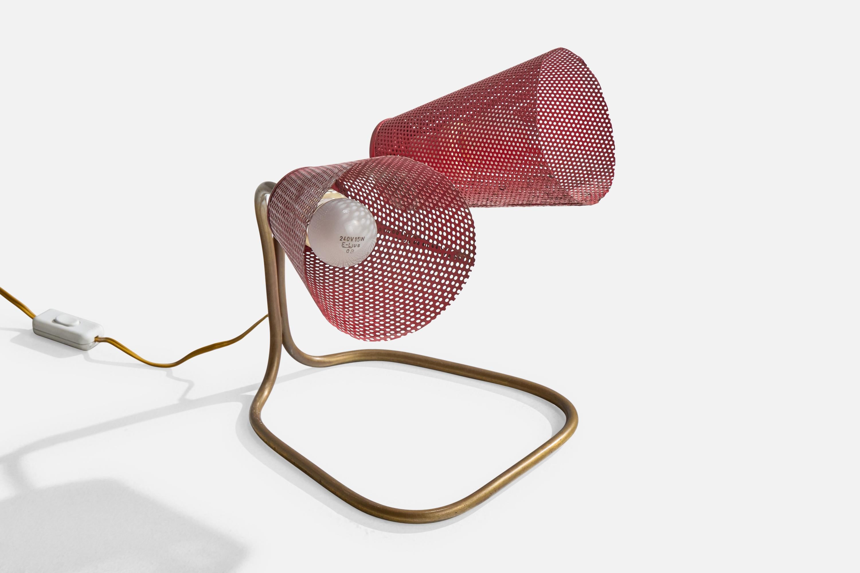 Brasiliano Lampada da tavolo di design brasiliano, ottone, metallo, Brasile, anni '50 in vendita