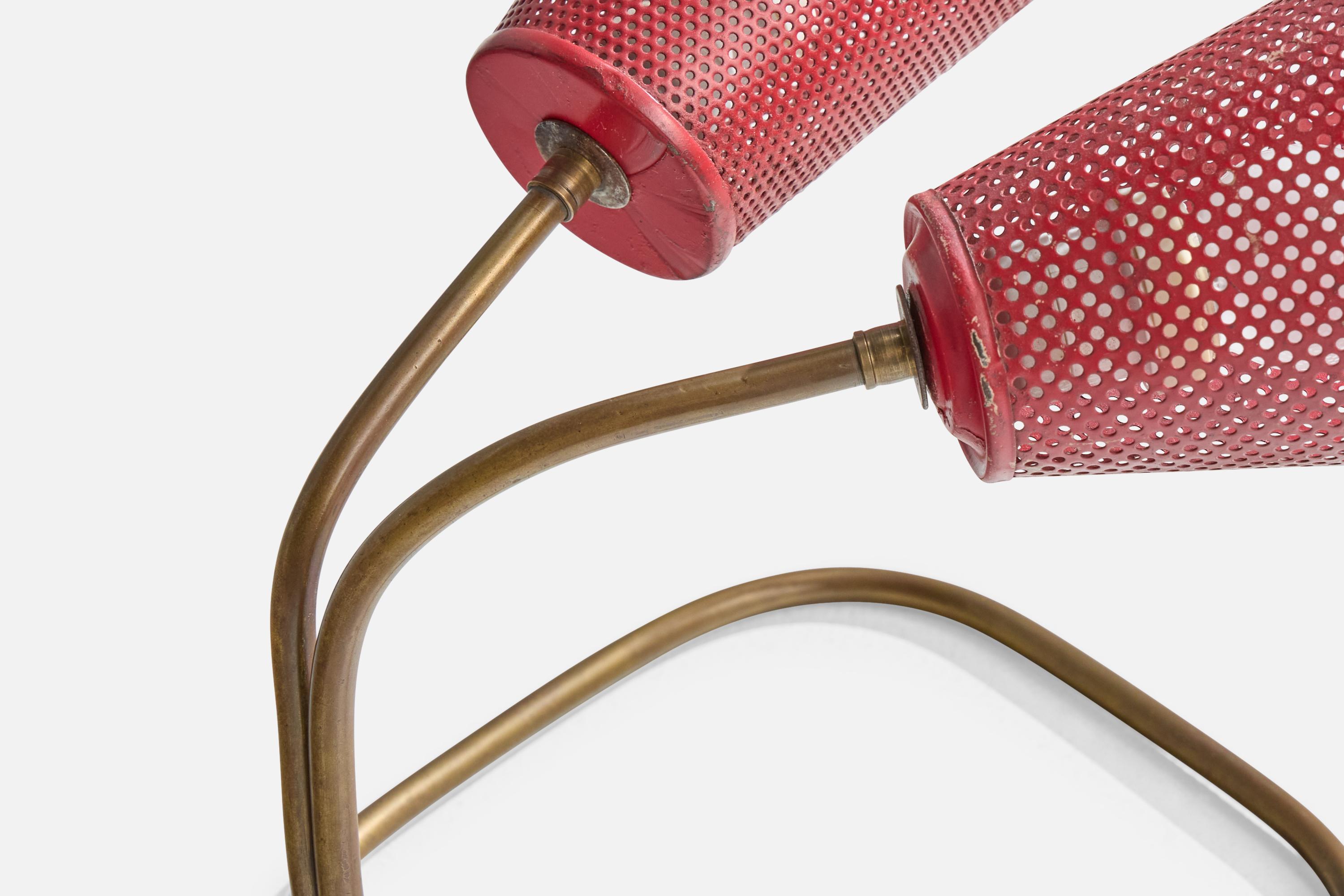 Lampada da tavolo di design brasiliano, ottone, metallo, Brasile, anni '50 in vendita 1