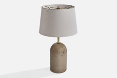 Brazilian Designer, Table Lamp, Concrete, Metal, Fabric, Brazil, 1970s