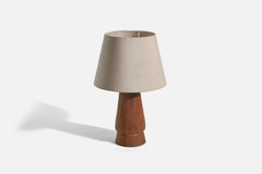 Brazilian Designer, Table Lamp, Wood, Fabric, Brazil, 1960s