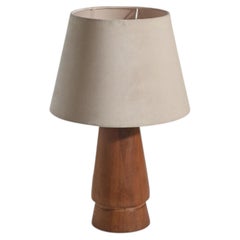 Designer brésilien, lampe de table, bois, tissu, Brésil, années 1960