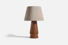 Designer brésilien, lampe de table, bois, tissu, Brésil, années 1960