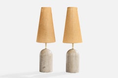 Brasilianischer Designer, Tischlampen, Beton, Metall, Sackleinen, Brasilien, 1970er