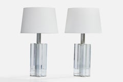 Designer brésilien, lampes de table, métal, acrylique, Brésil, années 1960
