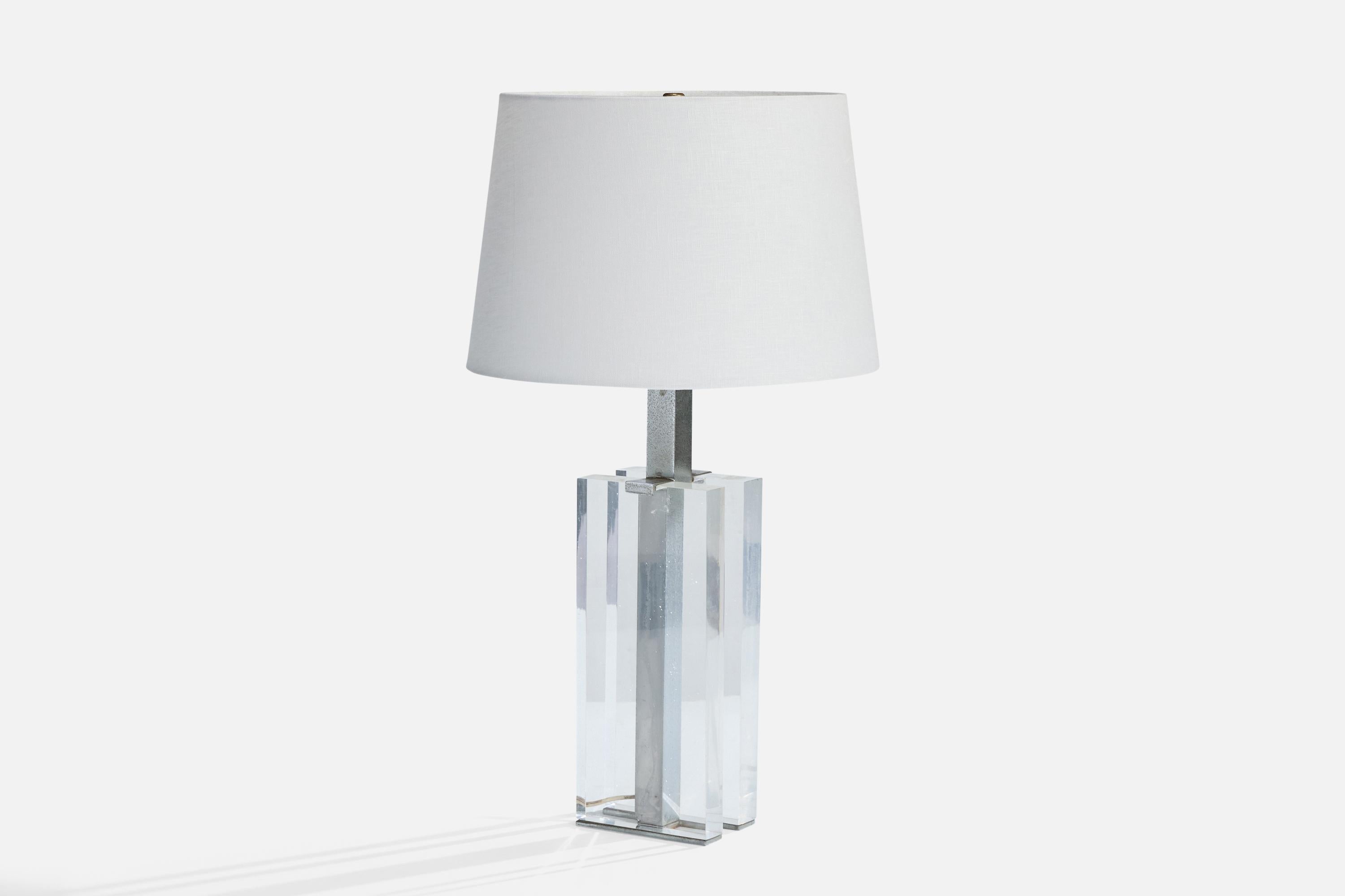 Brésilien Designer brésilien, lampes de table, métal, acrylique, Brésil, années 1960 en vente