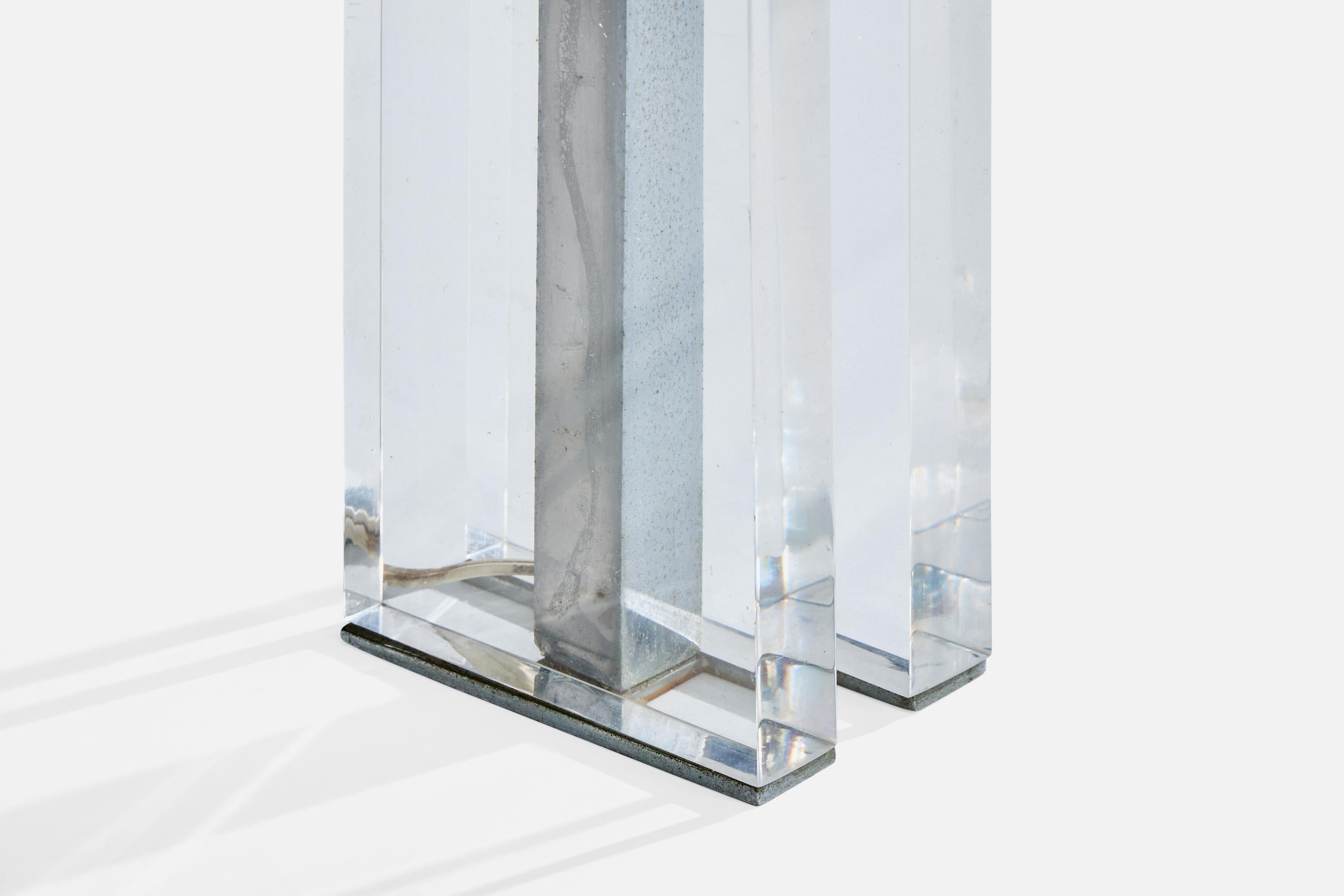 Designer brésilien, lampes de table, métal, acrylique, Brésil, années 1960 en vente 2