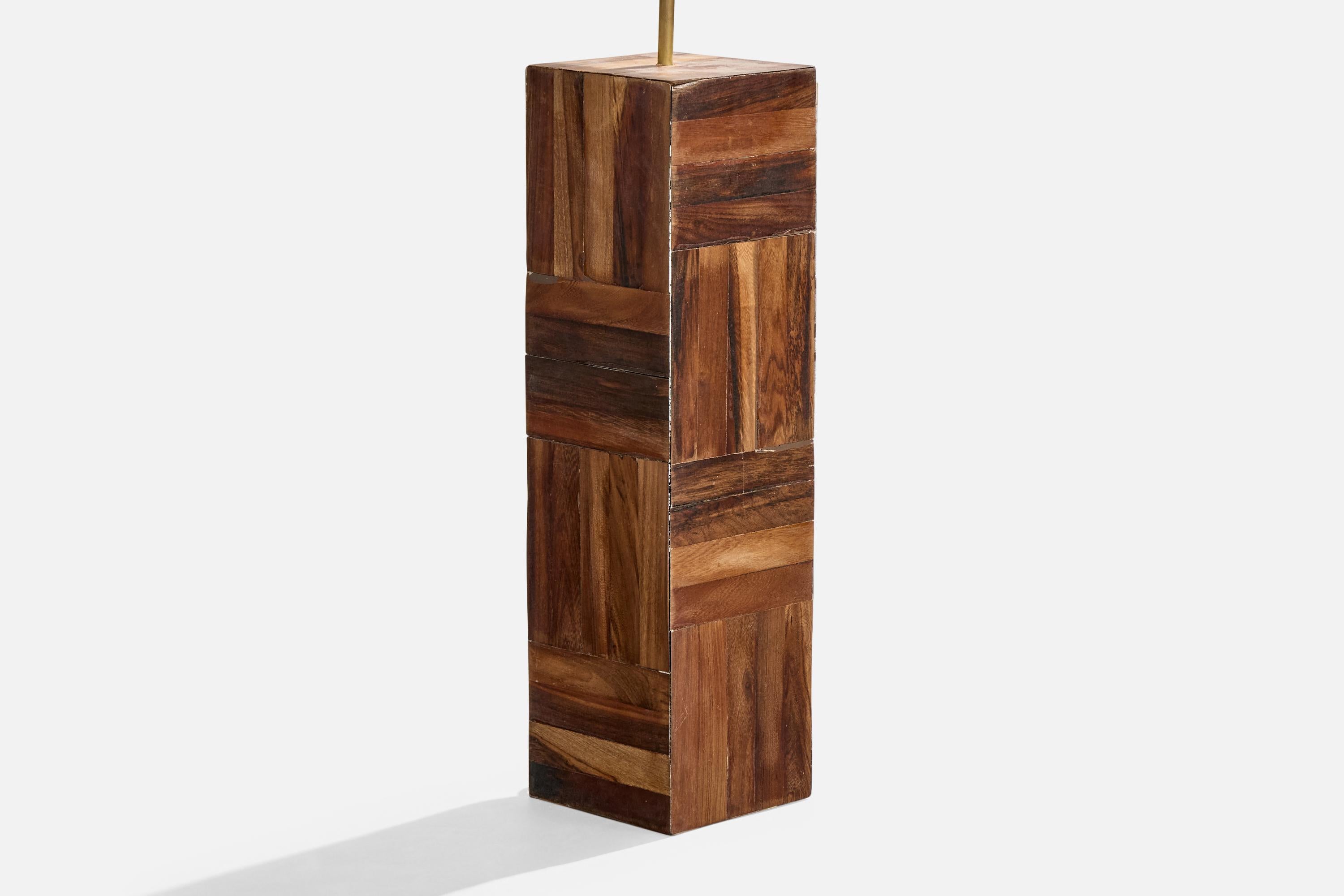 Mid-20th Century Brazilian Designer, Table Lamps, Wood, Brass, Brazil, 1950s For Sale