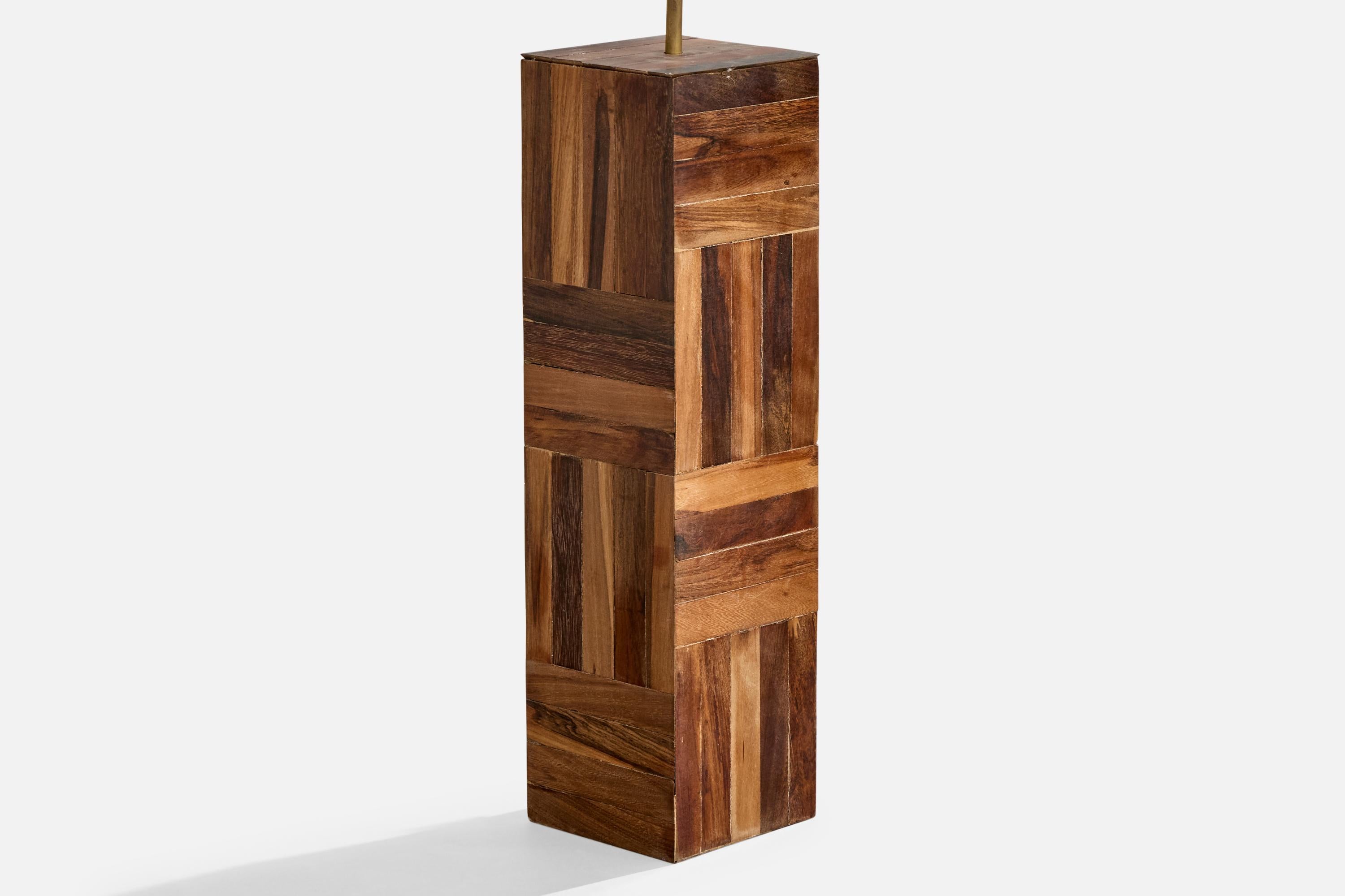 Brazilian Designer, Table Lamps, Wood, Brass, Brazil, 1950s For Sale 1