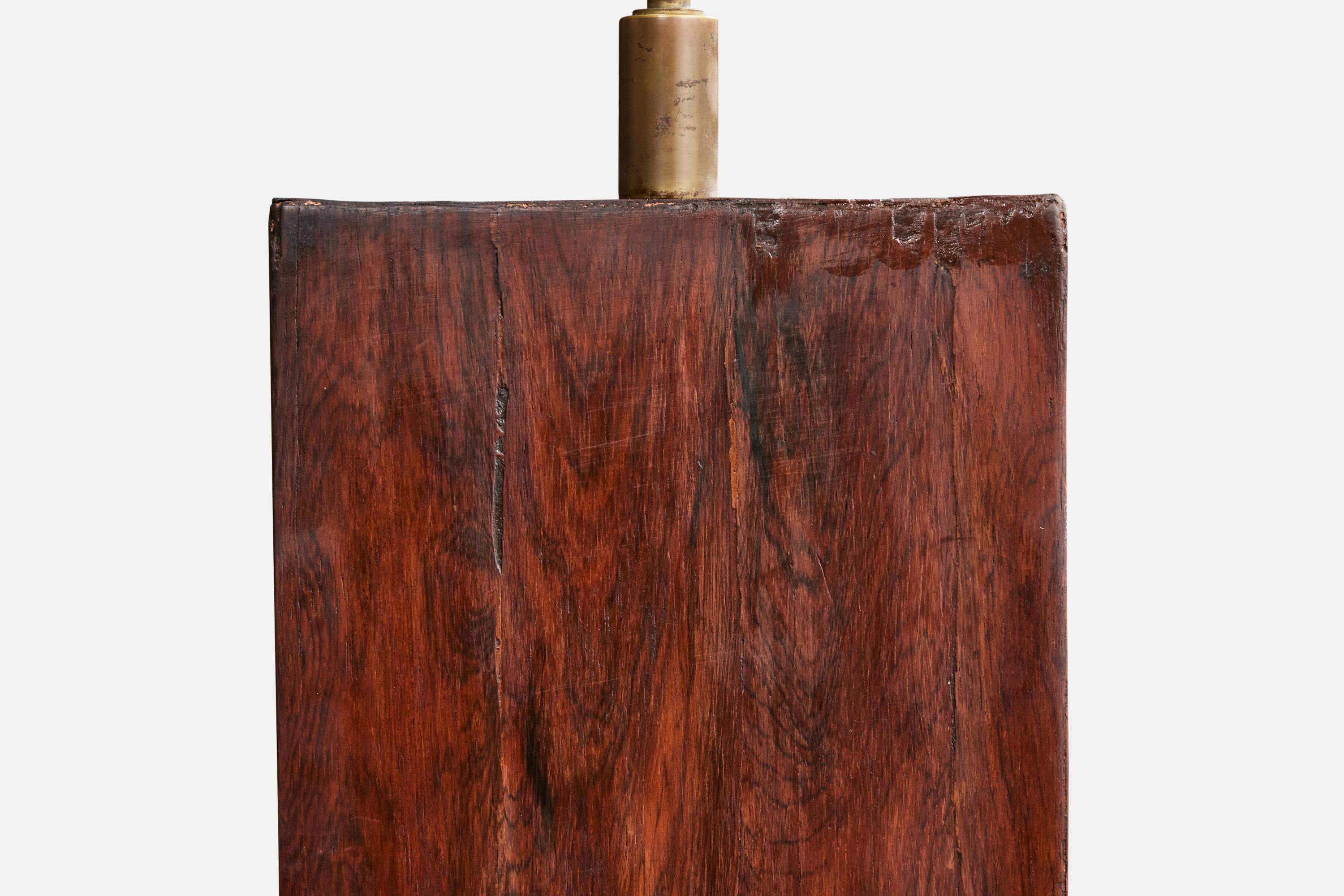 Designer brasiliano, Lampade da tavolo, Wood, ottone, Brasile, anni '50 in vendita 1