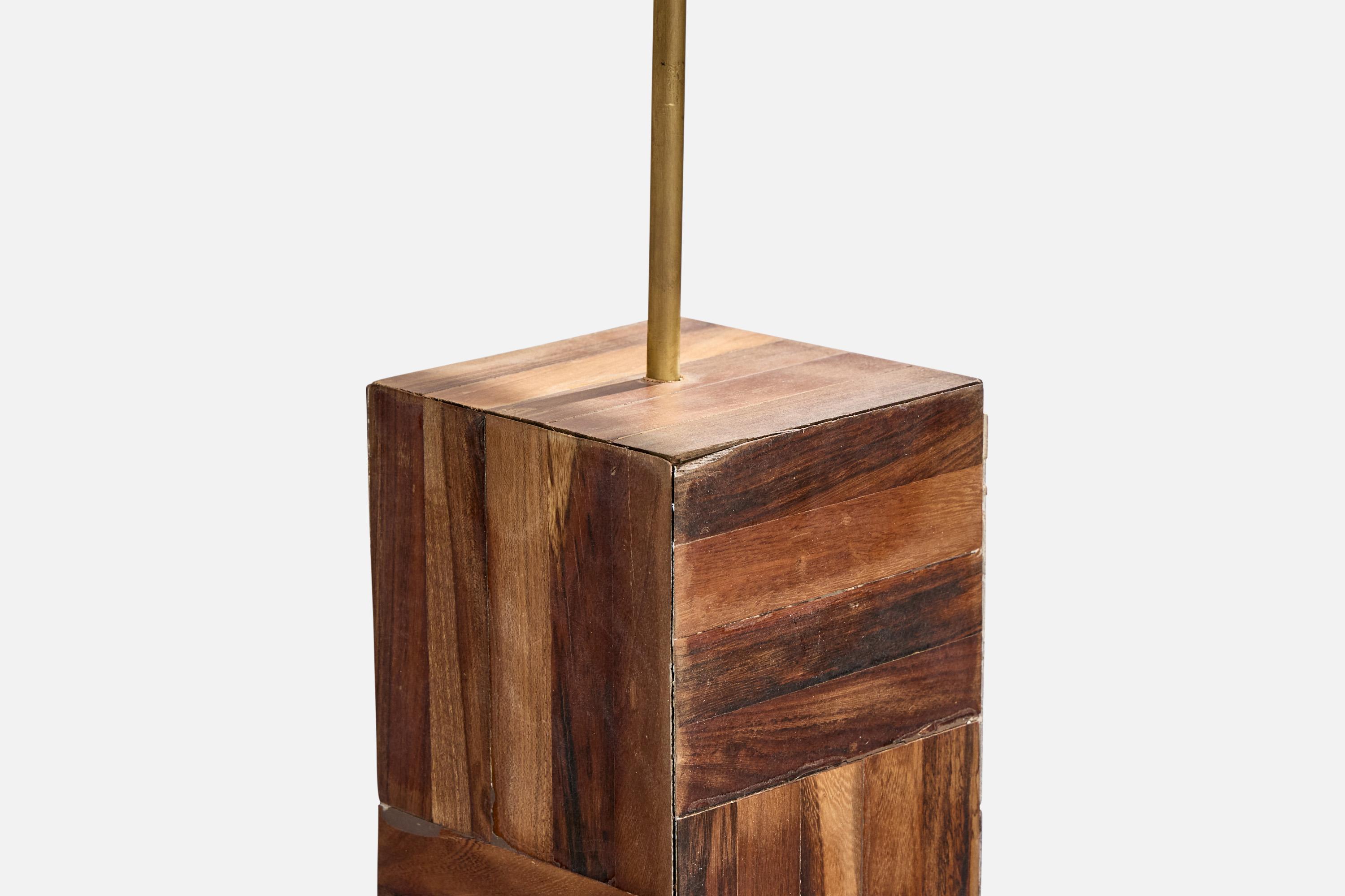 Brazilian Designer, Table Lamps, Wood, Brass, Brazil, 1950s For Sale 2
