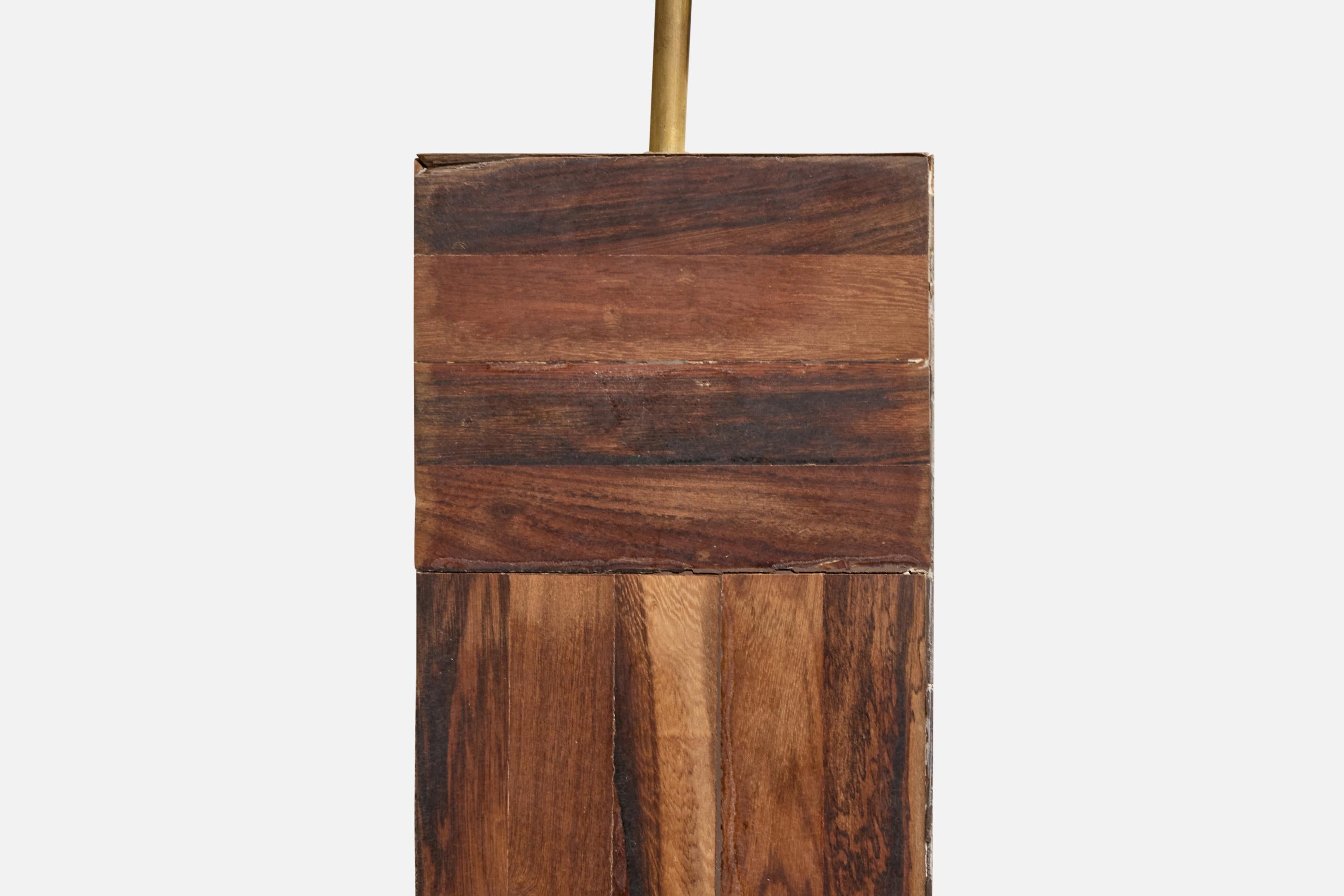 Brazilian Designer, Table Lamps, Wood, Brass, Brazil, 1950s For Sale 3
