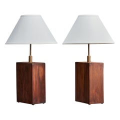 Diseñador brasileño, Lámparas de mesa, Madera, Latón, Brasil, Años 50