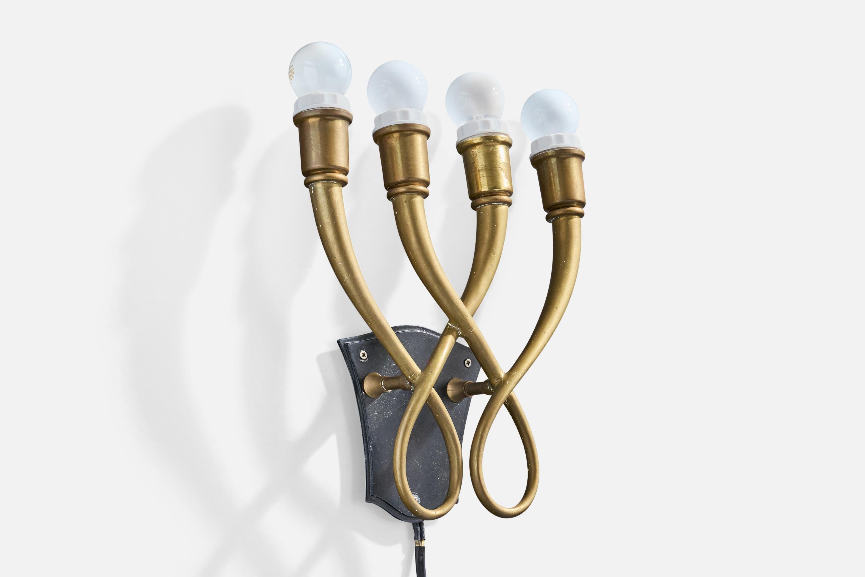 Mid-Century moderno Designer brasiliano, Applique, Ottone, Metallo, Brasile, anni '50 in vendita