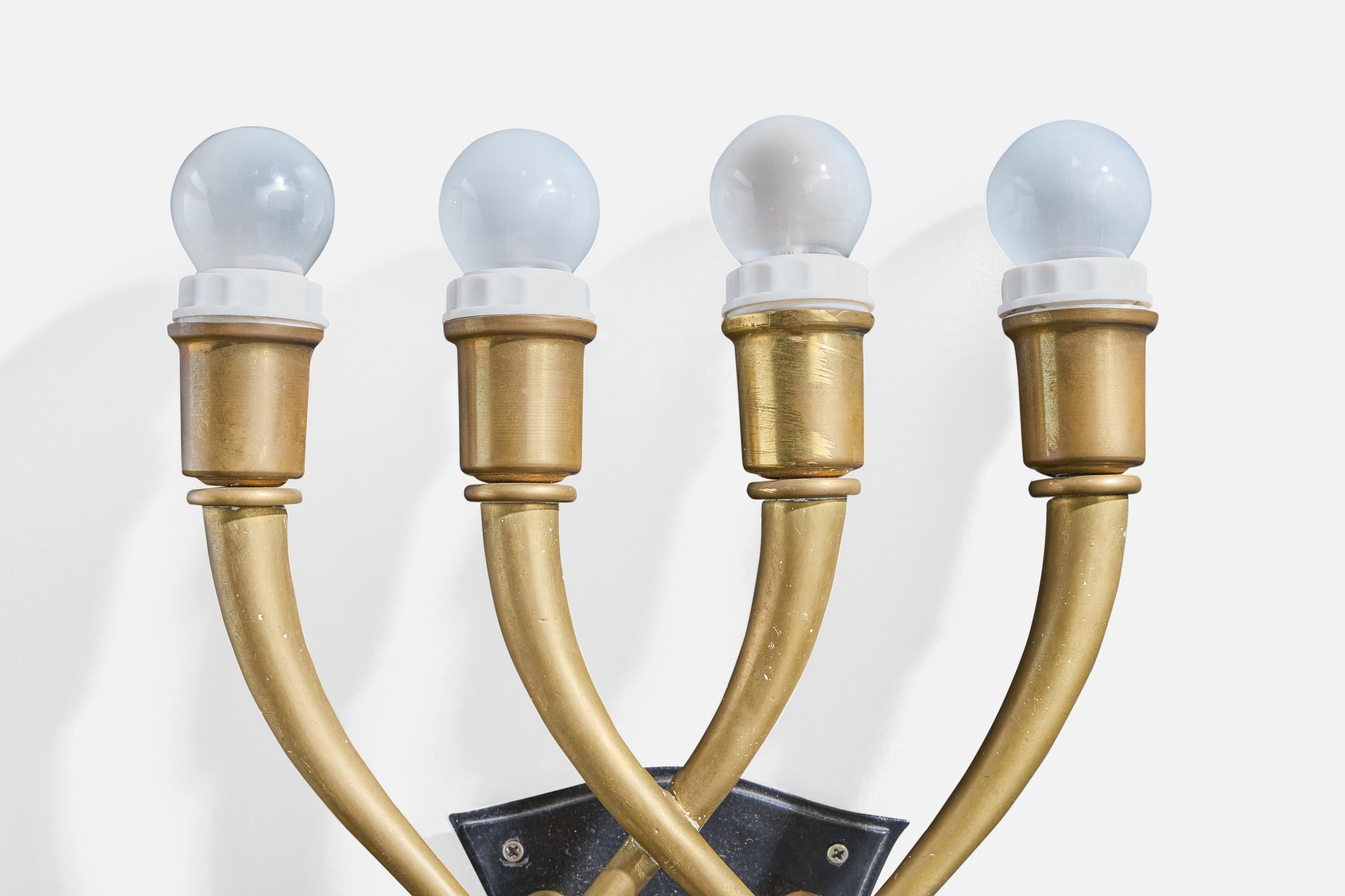 Designer brasiliano, Applique, Ottone, Metallo, Brasile, anni '50 in vendita 1