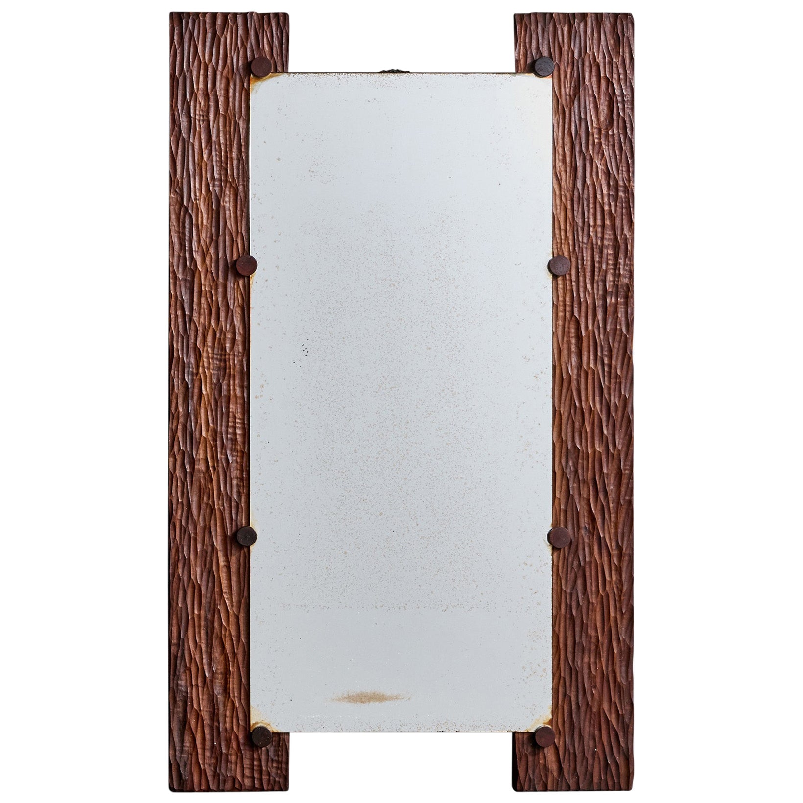 Designer brésilien, miroir mural, Gonçalo Alves, laiton, Brésil, années 1970 en vente