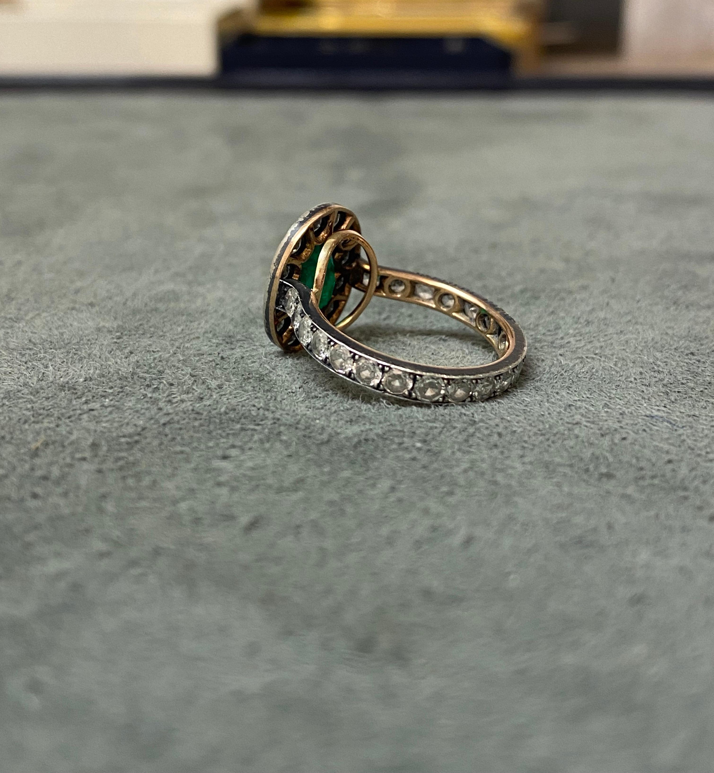 Emerald and Diamond Ring For Sale 1