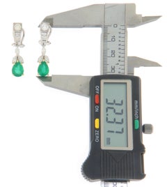Modern Brazilian Emerald Diamond 18K White Gold Drop Earrings