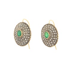 Brazilian Emeralds Diamonds 14 Karat Yellow Gold Drop Earrings