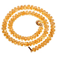 Brazilian Faceted Citrine Beaded Necklace, 19.5 Inches Long