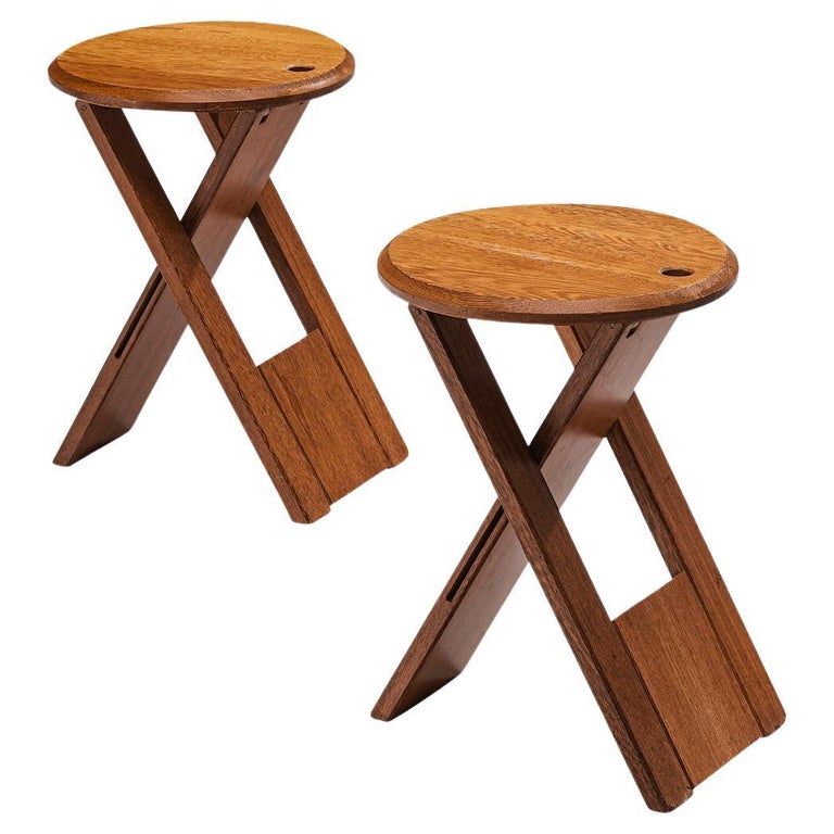 Brazilian Foldable Stools or Side Tables in Cedar at 1stDibs