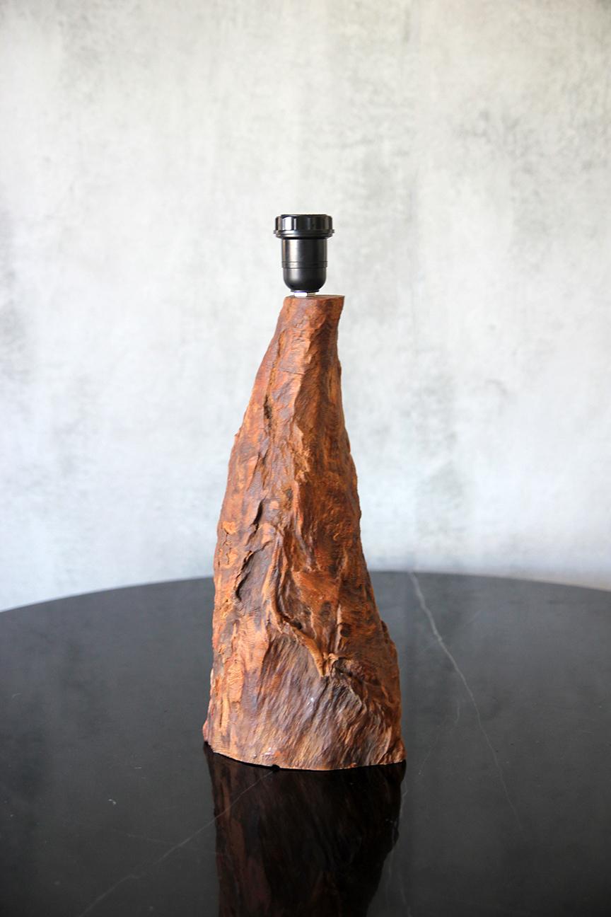 20th Century Brazilian Freeform Wood Table Lamp, Sculptural Design For Sale