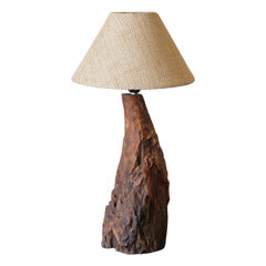 Brazilian Freeform Wood Table Lamp, Sculptural Design
