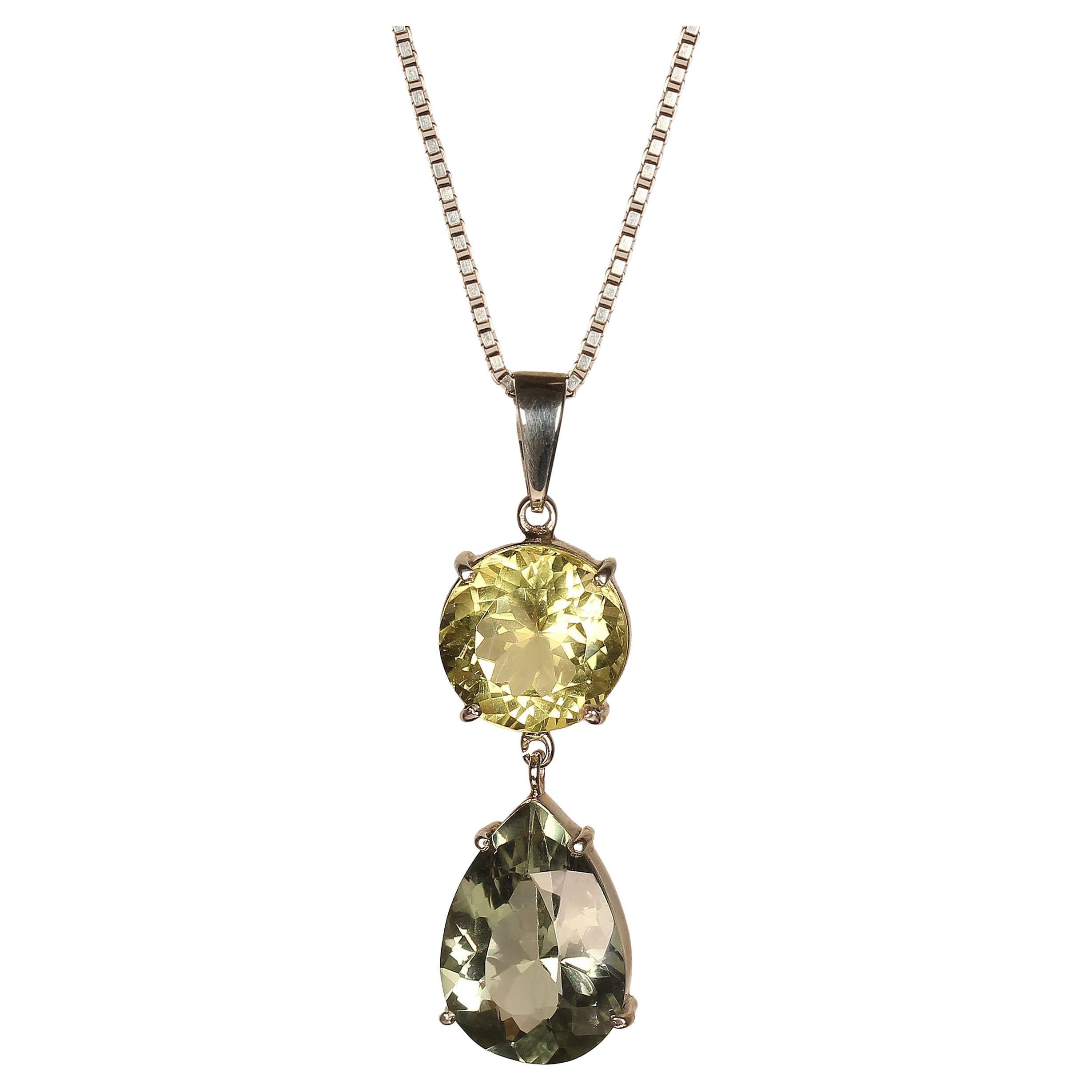 AJD Brazilian Gemstone Pendant from Lemon Quartz and Praziolite  Great Gift!!