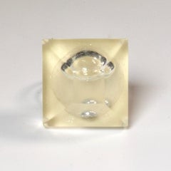 Brazilian Geometric Acrylic Ring with Floating Metal Bubble