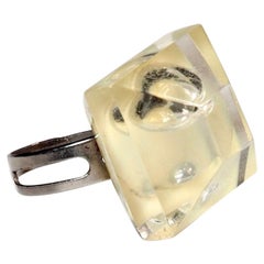 Brazilian Geometric Acrylic Ring with Floating Metal Bubble
