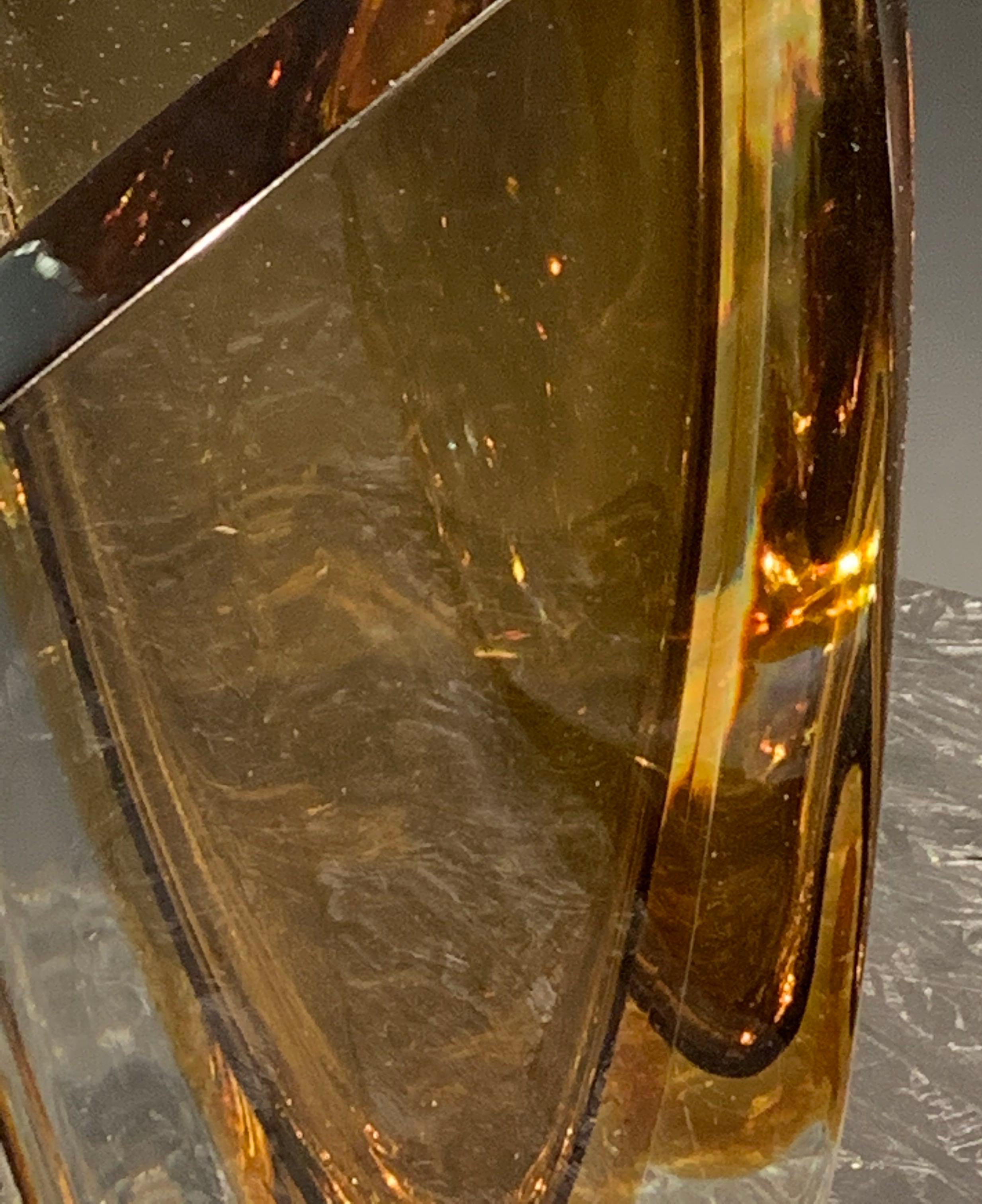 Brazilian Amber and Clear Thick Glass Vase, Brazil, Contemporary