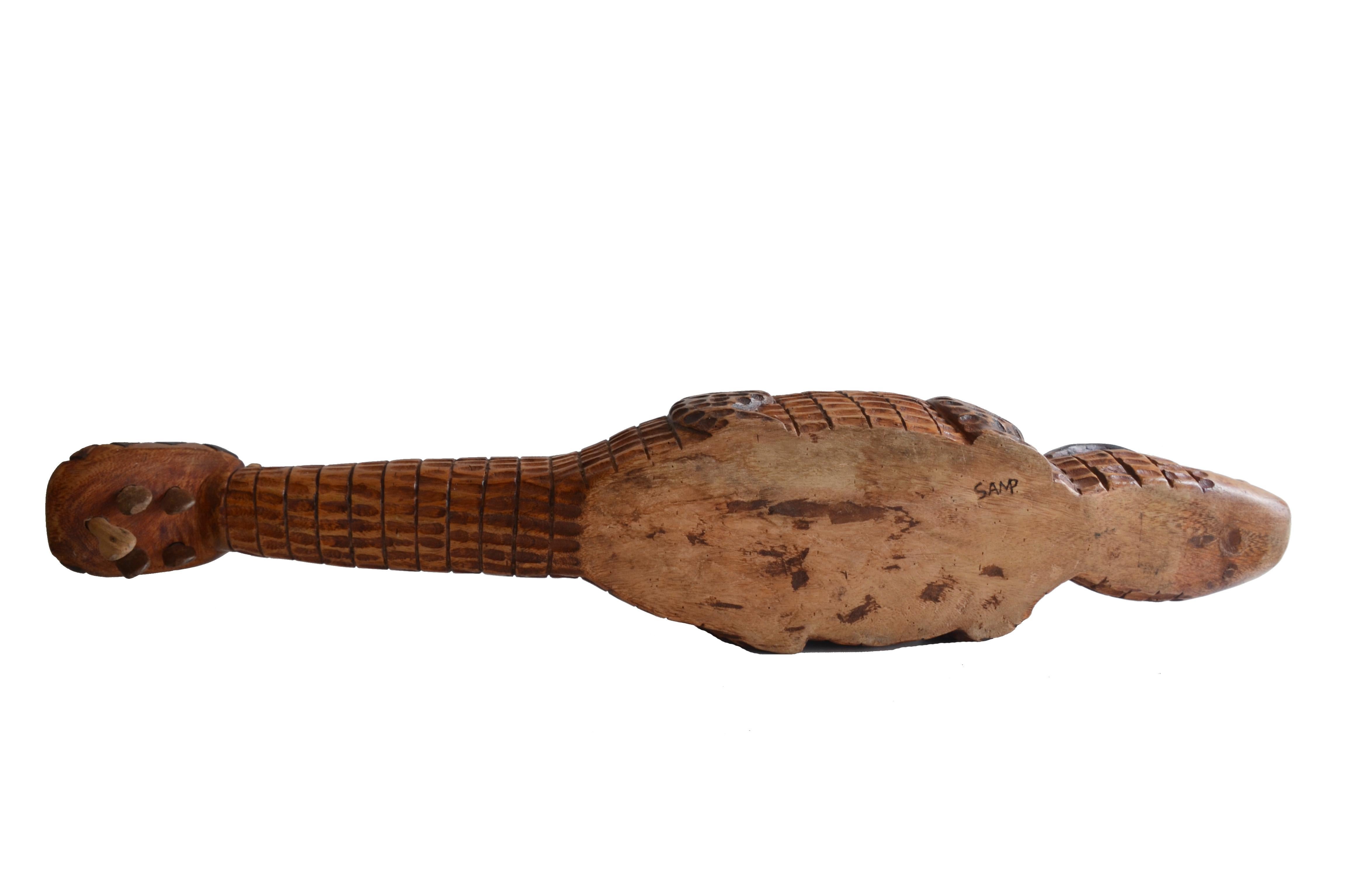 Brazilian Hand-Carved Wood Instrument Viola de Cocho Alligator In Excellent Condition For Sale In Rio de Janeiro, RJ
