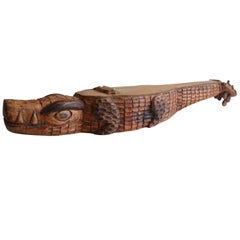 Brazilian Hand-Carved Wood Instrument Viola de Cocho Alligator