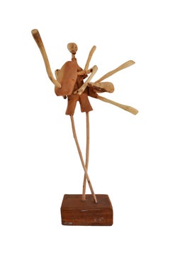 Brazilian Hand-Carved Wood Sculpture Ballerina