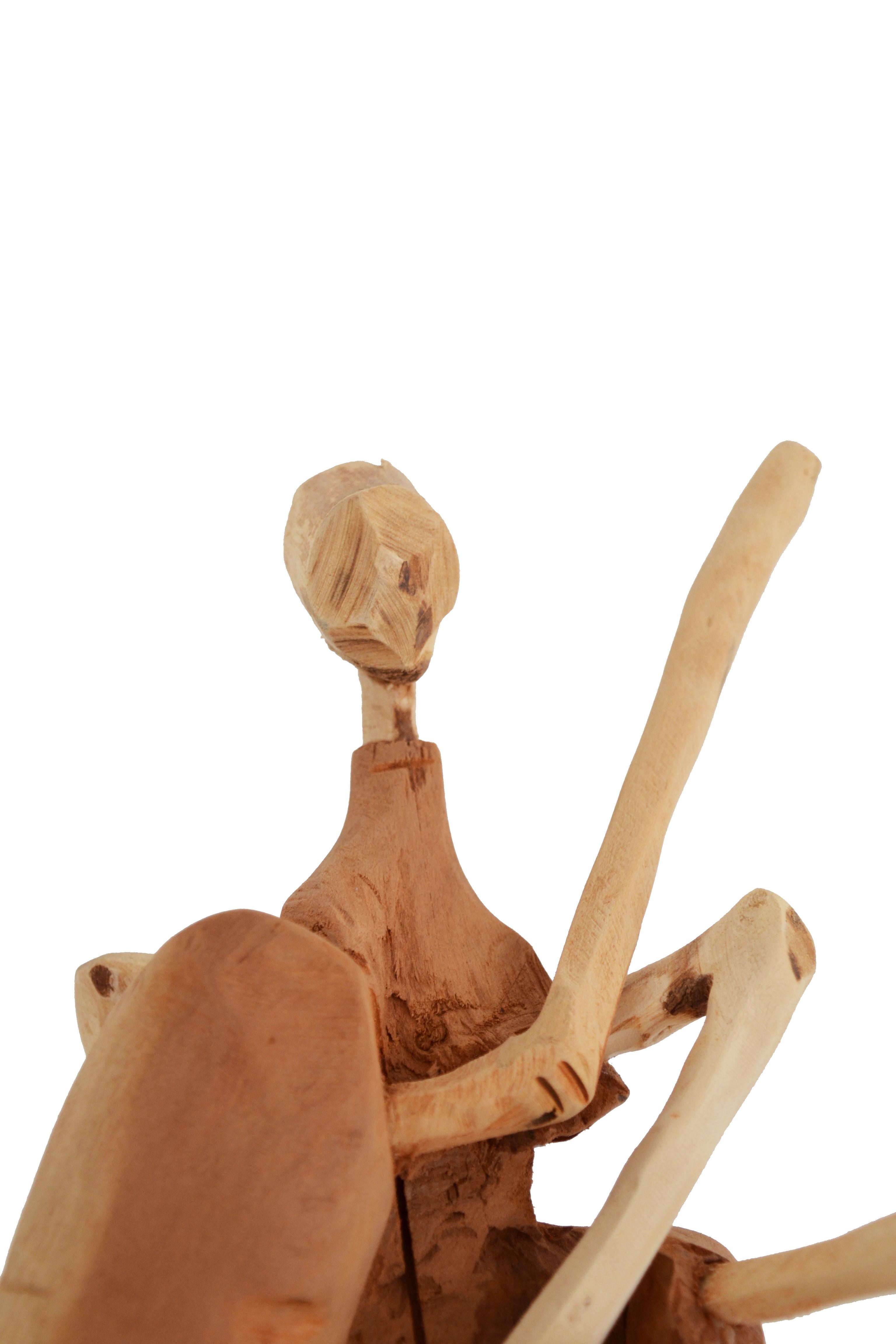 Contemporary Brazilian Hand-Carved Wood Sculpture Ballerina For Sale