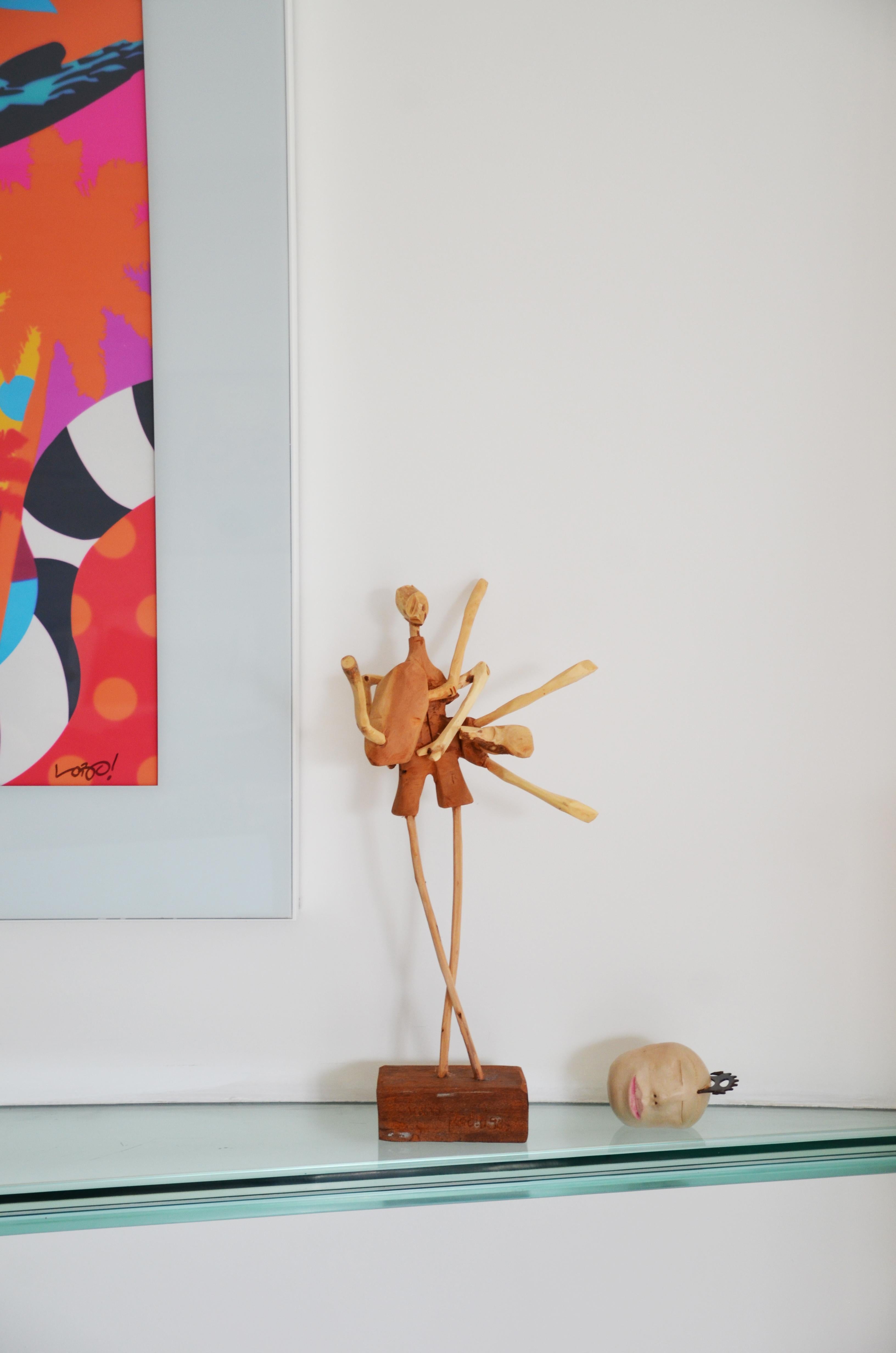 Brazilian Hand-Carved Wood Sculpture Ballerina For Sale 1