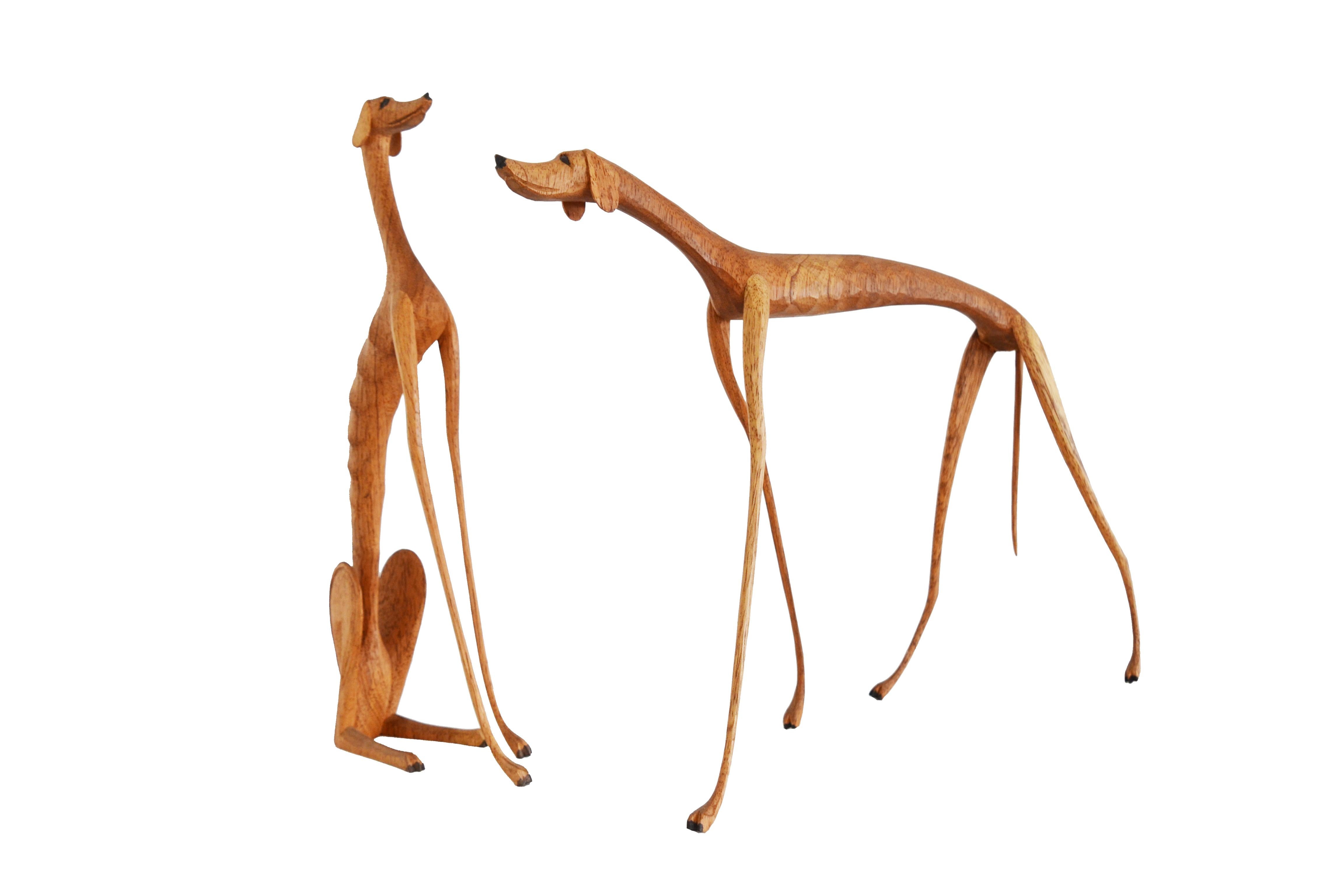 Brazilian Hand-Carved Wood Sculpture Dogs For Sale 7