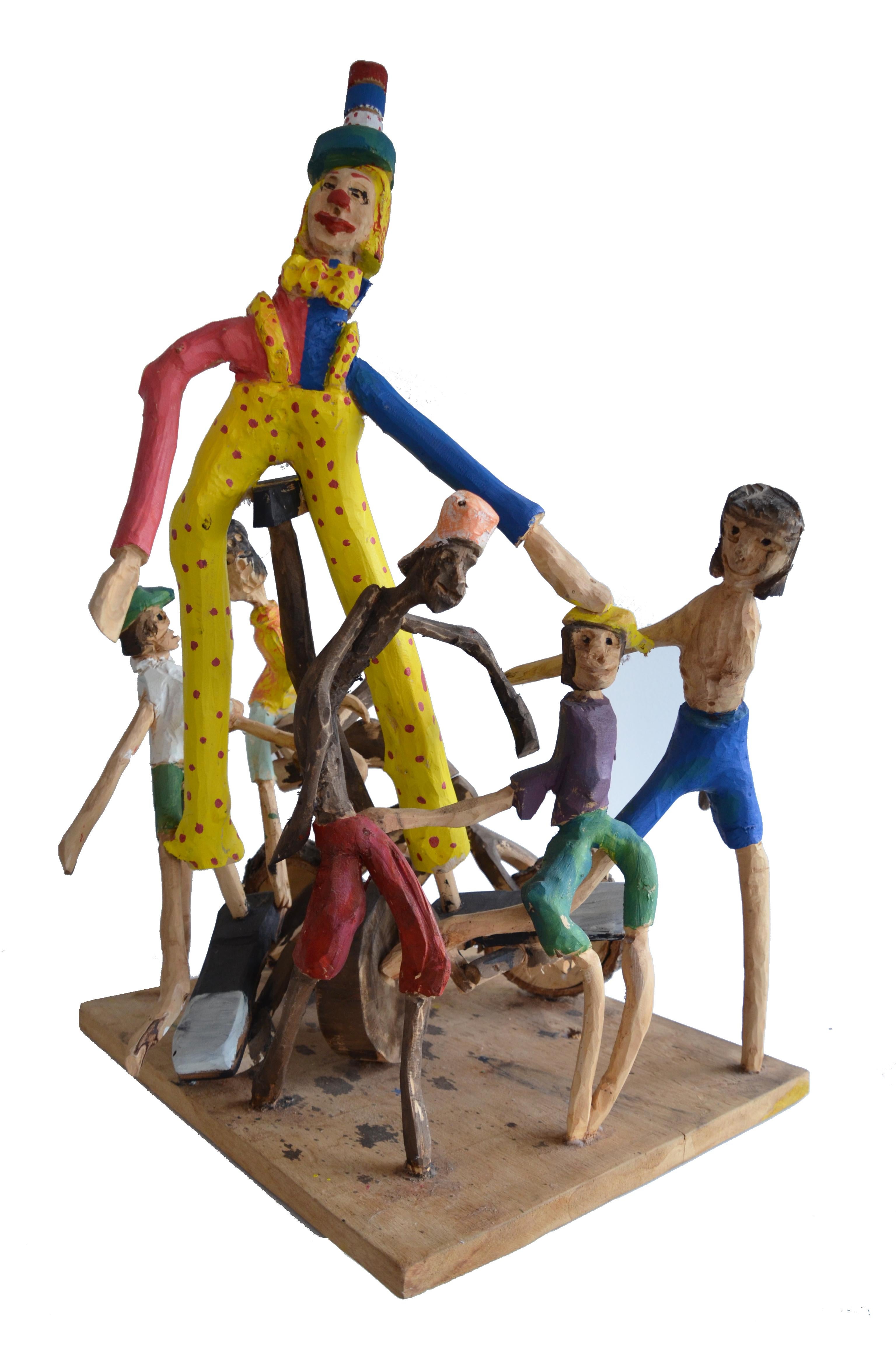 Folk Art Brazilian Hand-Carved Wood Sculpture Today We Have a Show For Sale