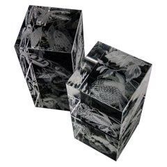 Brazilian Hand Engraved Crystal Cubes