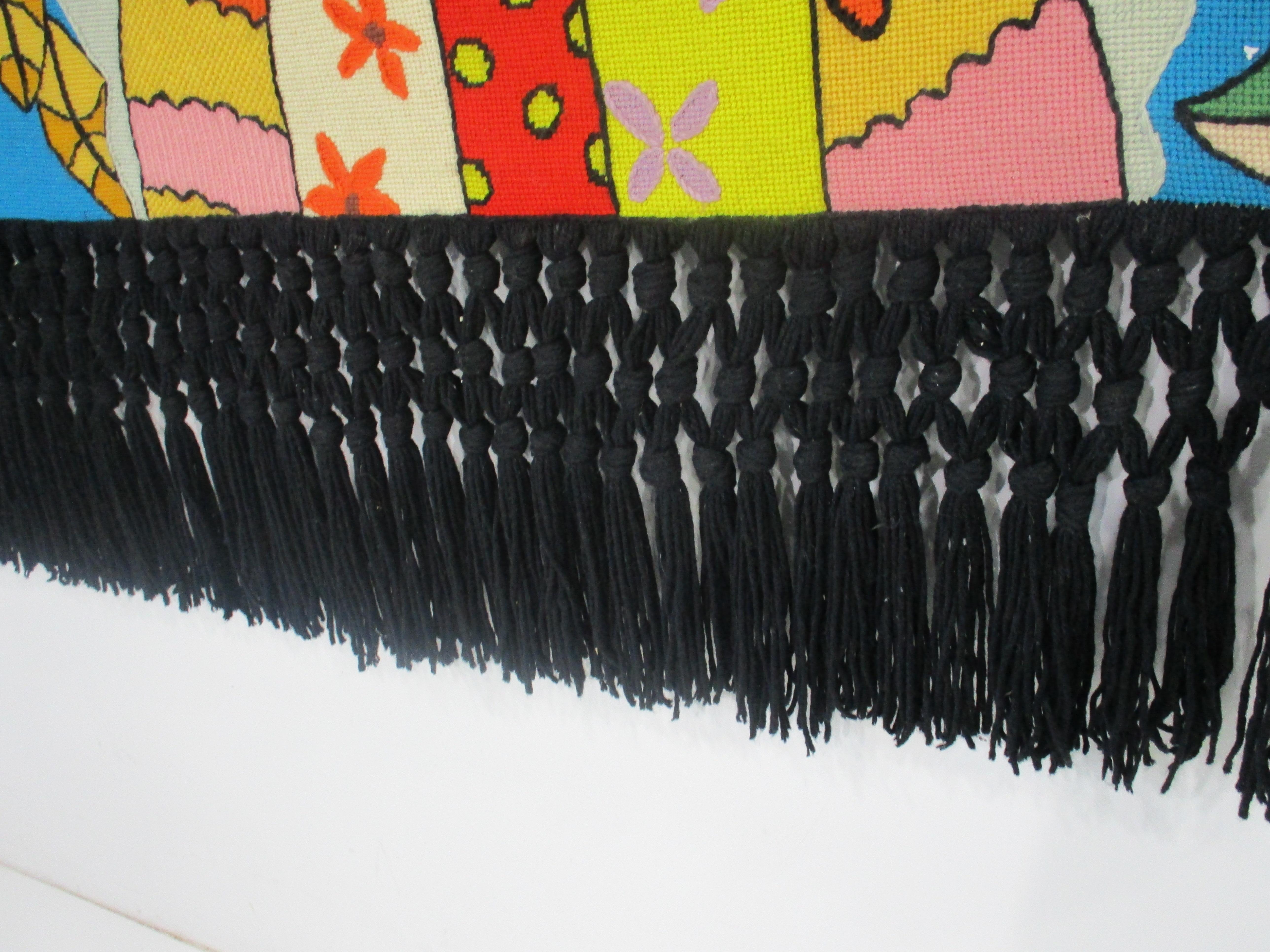 Kennedy Bahia styled Brazilian Hand Woven Tapestry Signed MES 1979 For Sale 3
