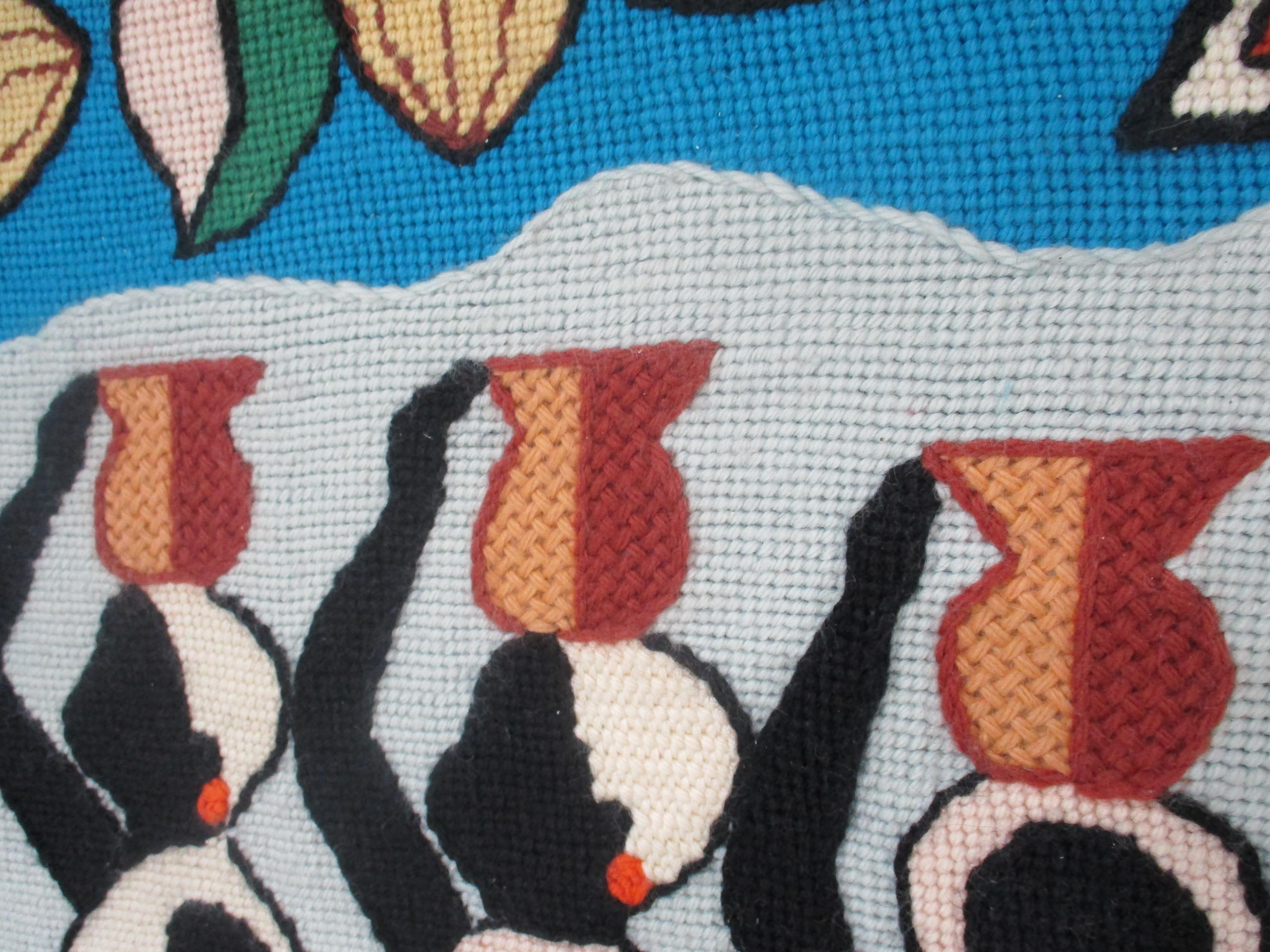Wool Kennedy Bahia styled Brazilian Hand Woven Tapestry Signed MES 1979 For Sale