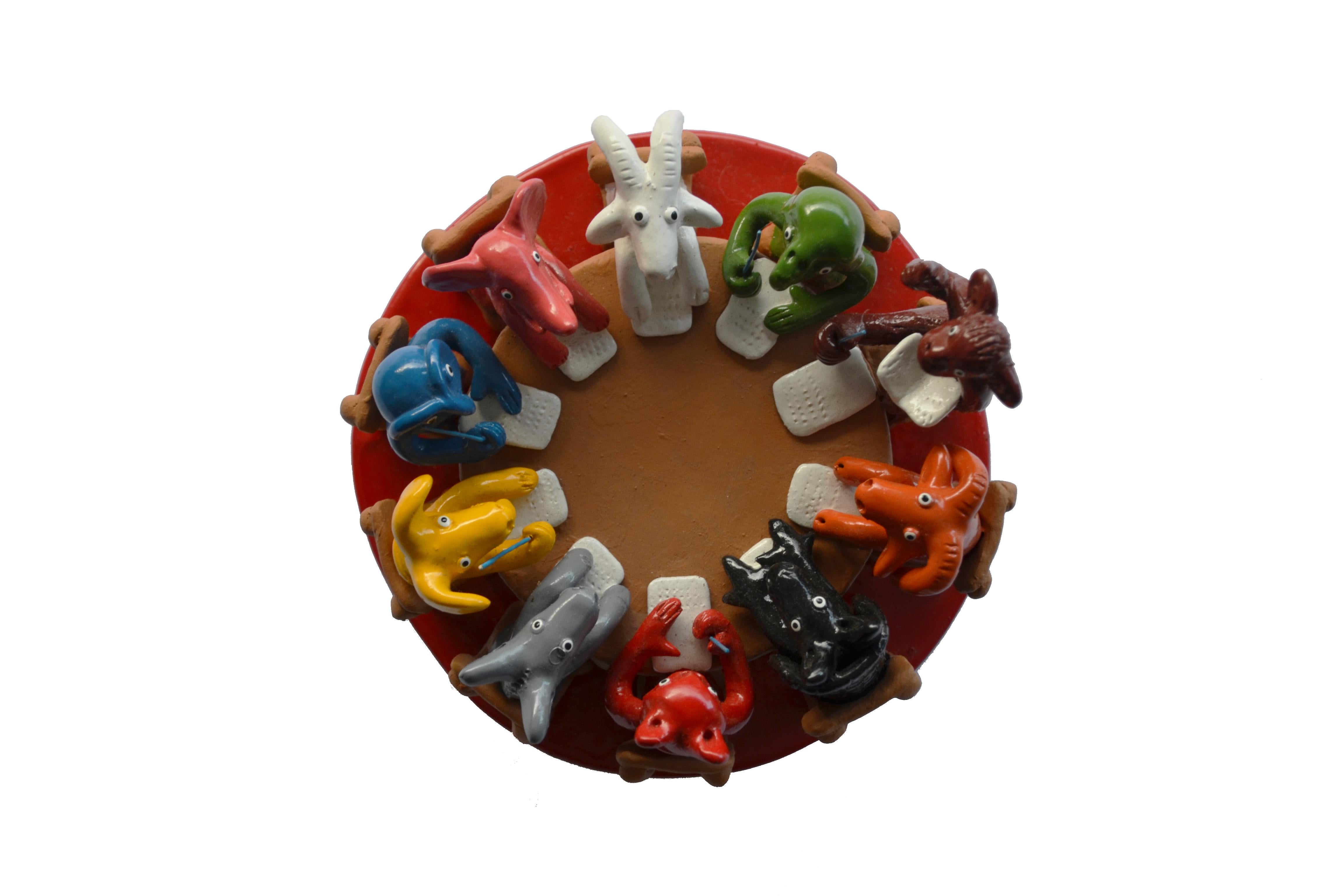 Hand-Crafted Brazilian Handcrafted Ceramic Sculpture Animal Council For Sale