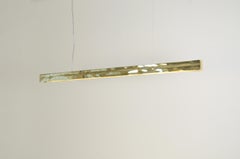 Brazilian handcrafted contemporary linear polished cast bronze pendant